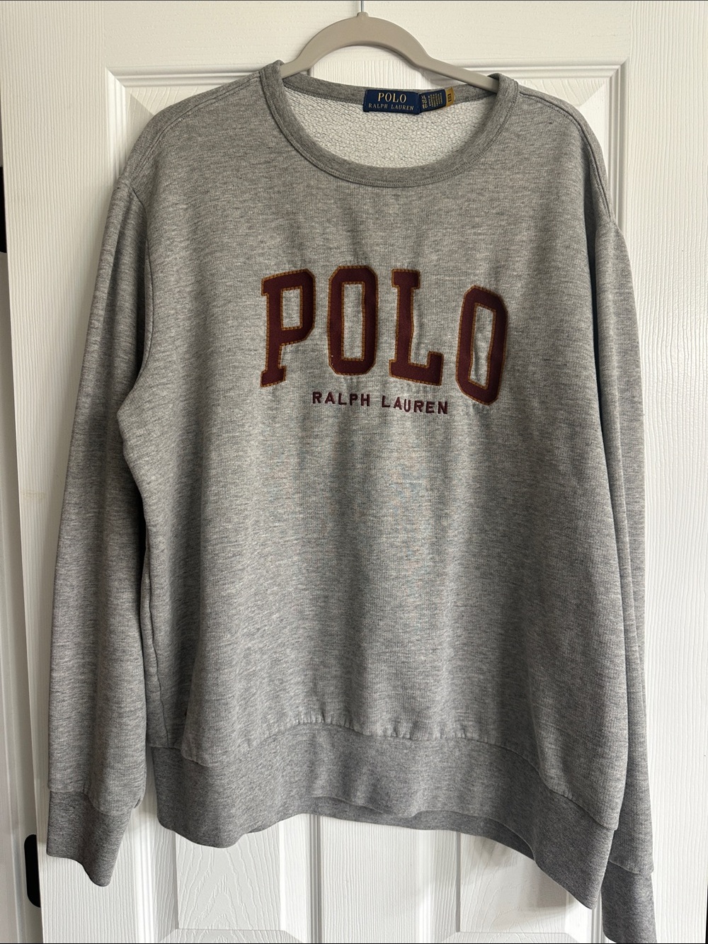 Polo by Ralph Lauren Gray Crewneck with Burgundy Logo